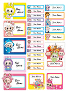 Girls Personalized Name Labels - 28 Stickers UV DTF Printing for Back To School- Waterproof for School Supplies