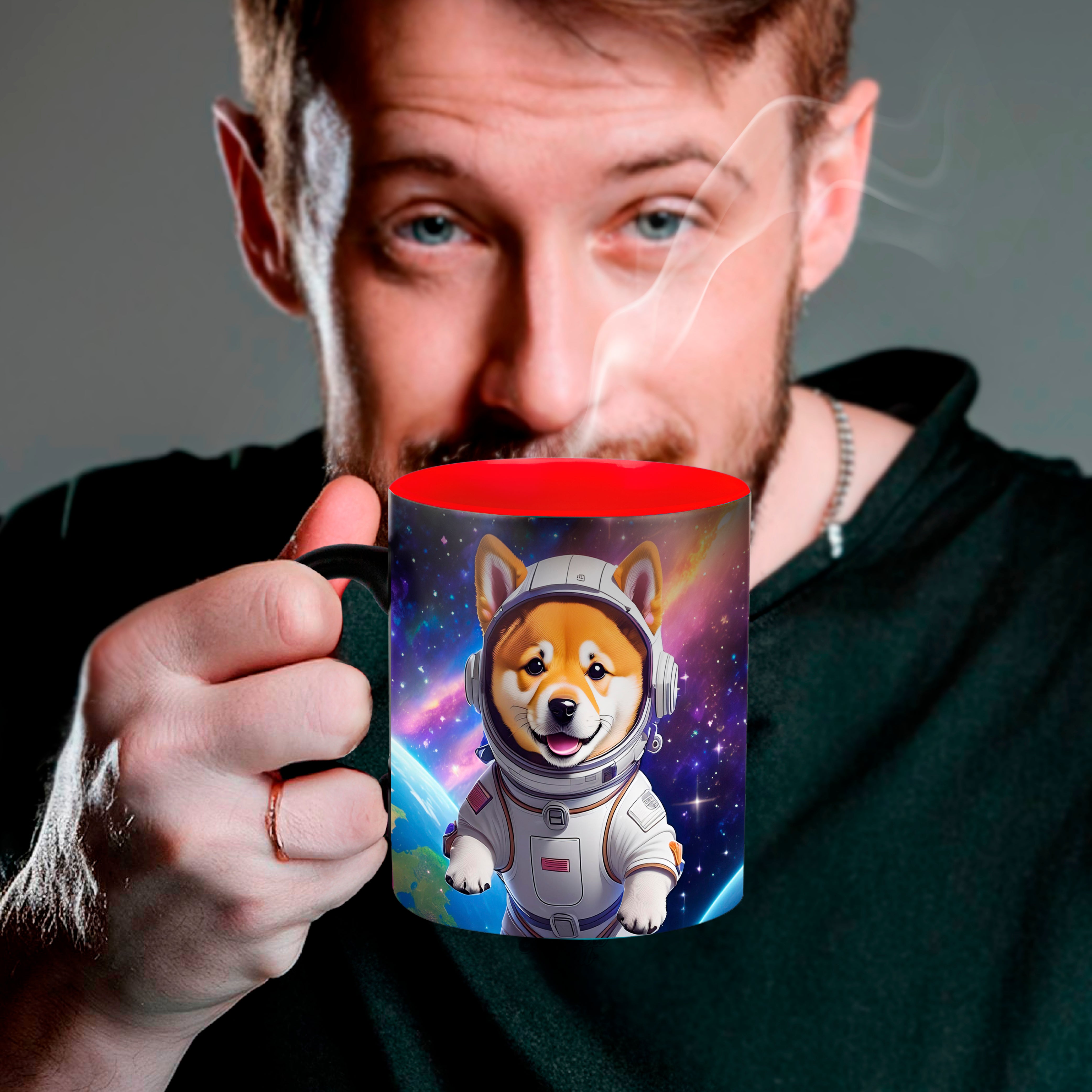 Black magic mugs red-color inside for sublimation 11 oz