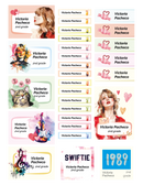 Girls Personalized Name Labels - 28 Stickers UV DTF Printing for Back To School- Waterproof for School Supplies