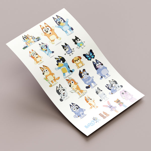 UV DTF Sticker Pack Bluey: Fun-Filled Adventures in Blue Style!