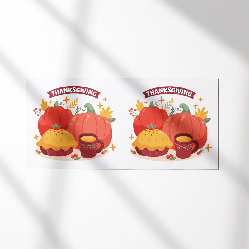 UV DTF WRAP LIBBEY CUP -  Thanksgiving design 1