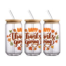 UV DTF WRAP LIBBEY CUP -  Thanksgiving design 7