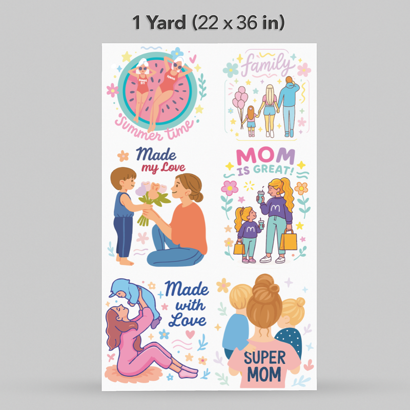 Printed DTF Sheets by Yards - Mom and son