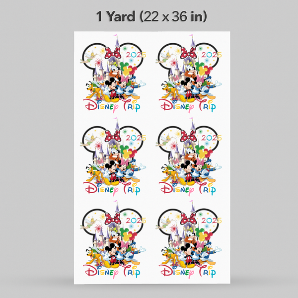 Printed DTF Sheets by Yards - Disney Trip