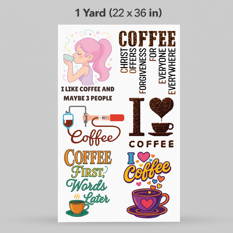 Printed DTF Sheets by Yards - Coffee