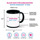 Taza negra en ceramica sublimable con ventana blanca 11Oz unidad