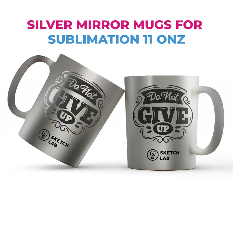 Silver mirror ceramic mug 11 oz